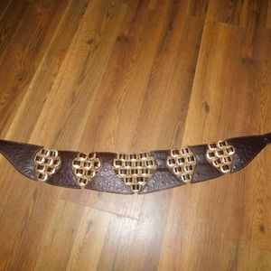Dk Brown Leather Gold Conchos woven w/leather belt SM/MD